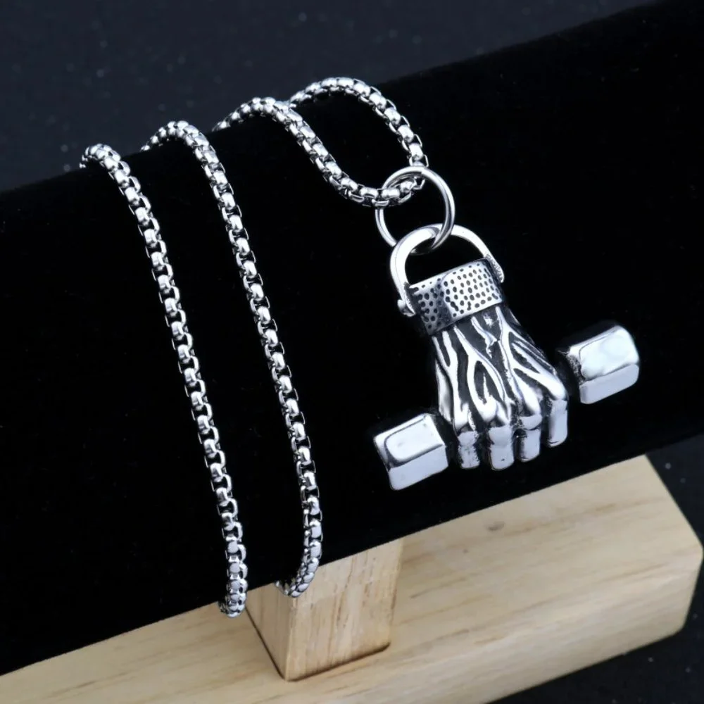 ❤️Fashion Retro Fitness Gym Dumbbell Pendant Necklace for women/menN9020P128